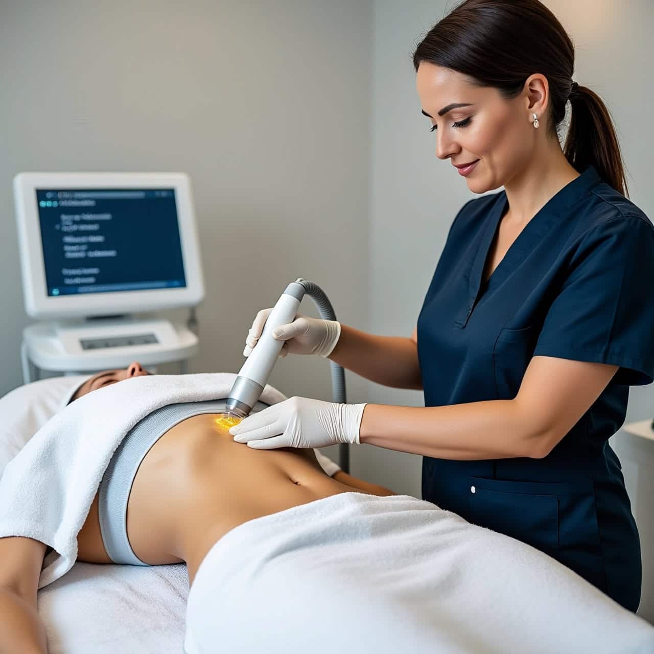 Professional body contouring treatment using advanced device
