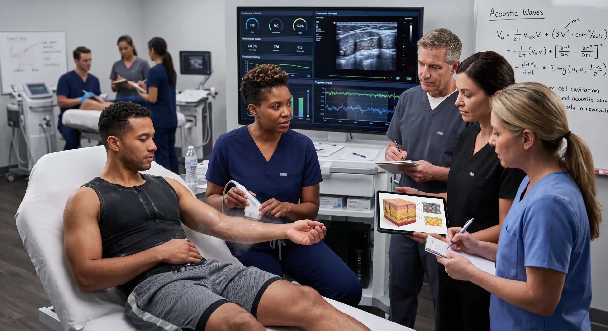 Acoustic wave therapy training in medical clinic