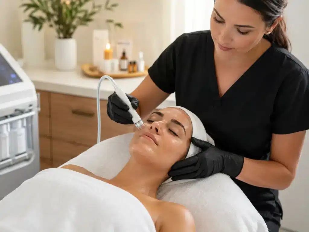 Professional facial treatment in a modern spa