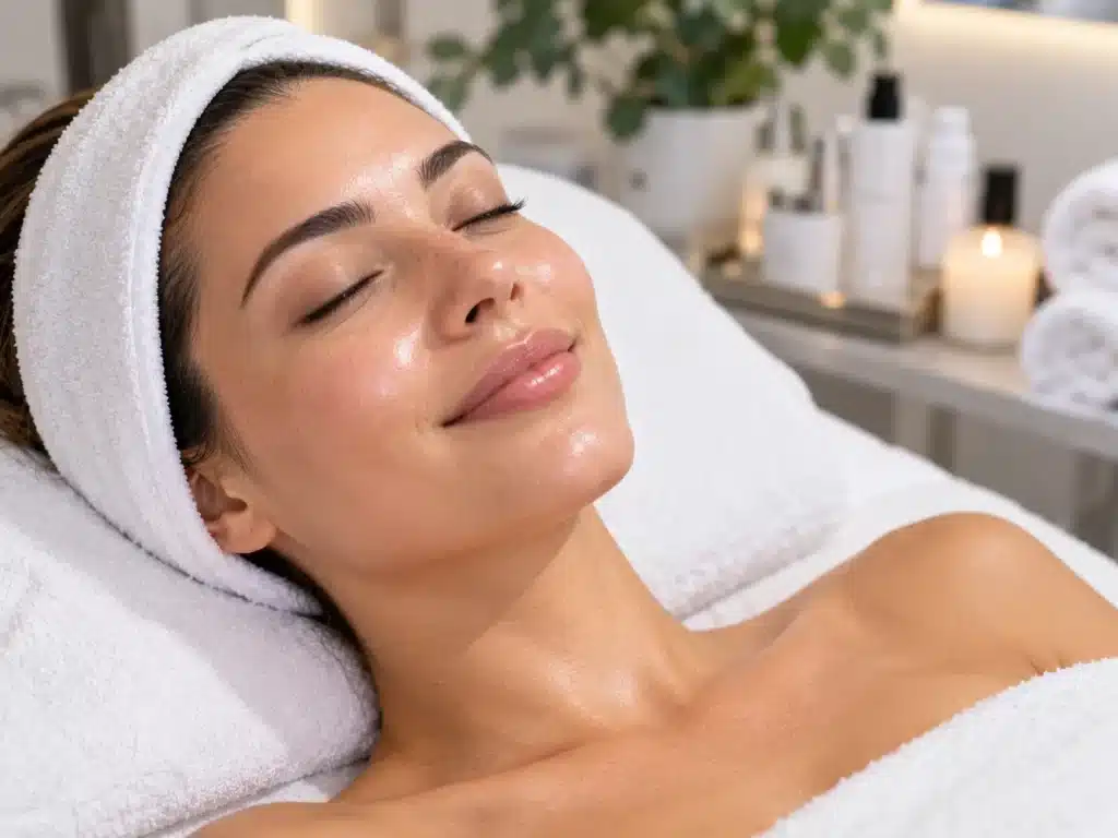 Woman relaxing during facial treatment